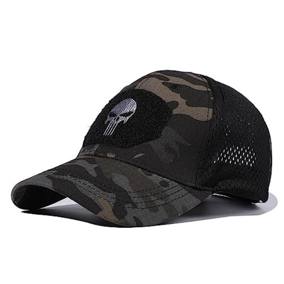 Skull Mesh Trucker Hat Tactical Operator Baseball Cap Unisex Adjustable